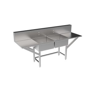 SCUL-96-2B Stainless Steel Scullery w/2 Integral Sink Bowls