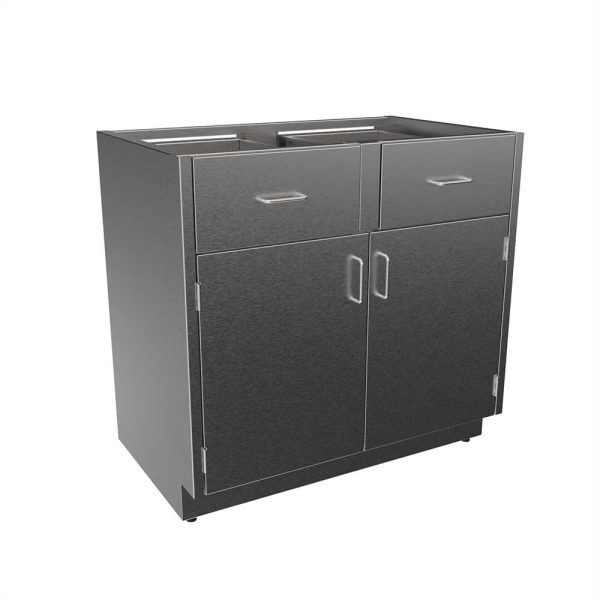 SBC3536-A Stainless Steel Standing Height Base Cabinet with 2 Drawers, 2 Doors