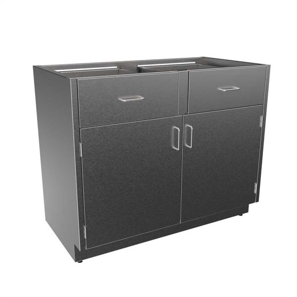 SBC3542-A Stainless Steel Standing Height Base Cabinet with 2 Drawers, 2 Doors
