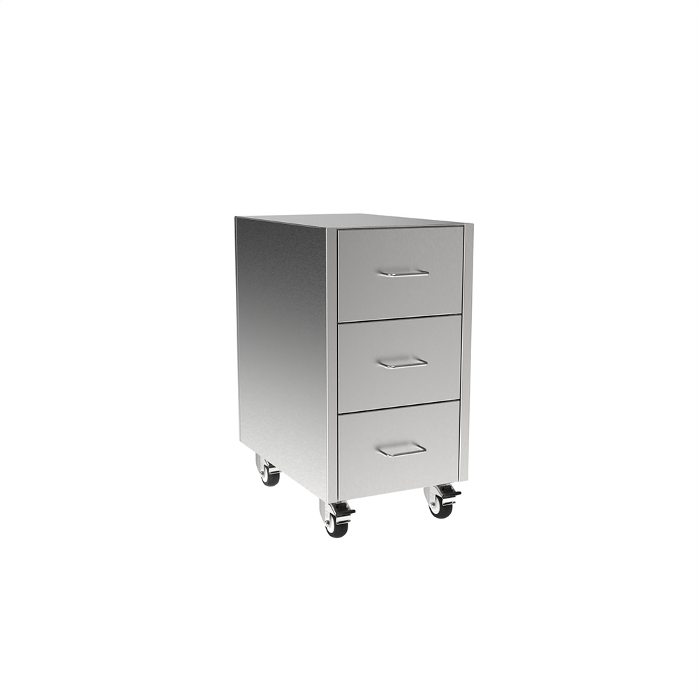 SMC2915-3DW Stainless Steel Sitting Height Mobile Cabinet w/3 Drawer
