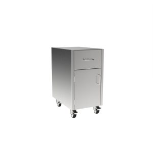 SMC2915-A-LH Stainless Steel Sitting Height Mobile Cabinet w/1 Drawer, 1 Door