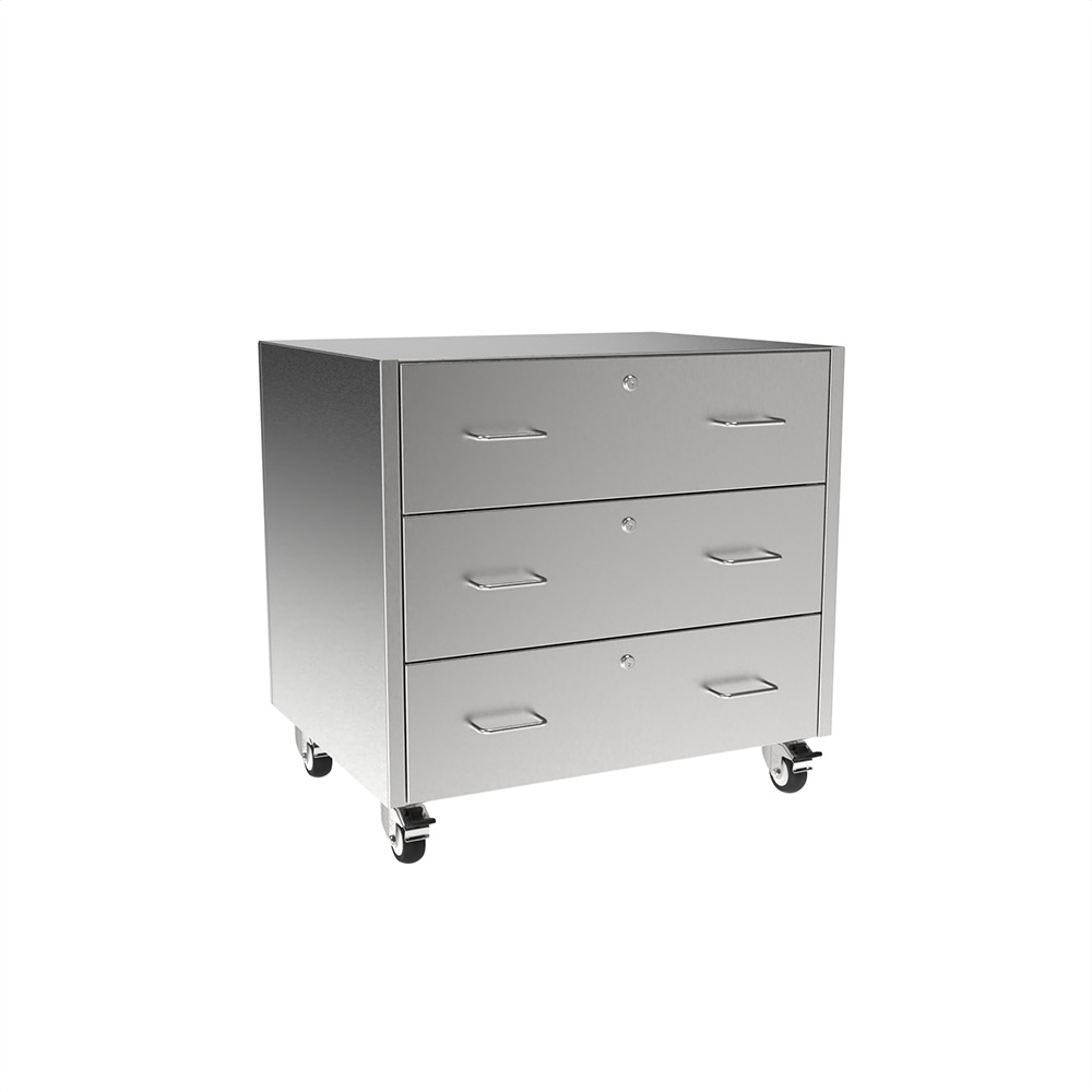 SMC2930-3DW Stainless Steel Sitting Height Mobile Cabinet w/3 Drawer - Image 2