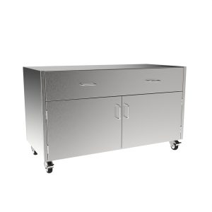 SMC2948-B Stainless Steel Sitting Height Mobile Cabinet w/1 Drawer, 2 Door