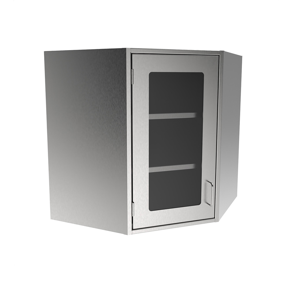 SWCC24-GD-LH Stainless Steel Framed Glass Door Corner Wall Cabinet - Image 3