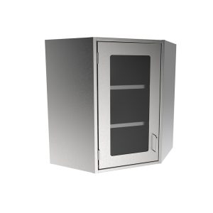 SWCC24-GD-LH Stainless Steel Framed Glass Door Corner Wall Cabinet