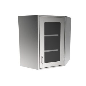 SWCC24-GD-RH Stainless Steel Framed Glass Door Corner Wall Cabinet
