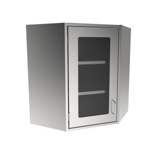 SWCC30-GD-LH Stainless Steel Framed Glass Door Corner Wall Cabinet