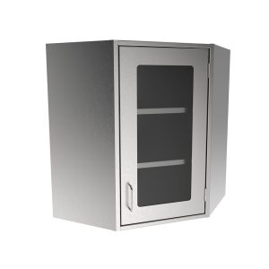 SWCC30-GD-RH Stainless Steel Framed Glass Door Corner Wall Cabinet