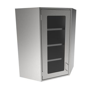 SWCC36-GD-LH Stainless Steel Framed Glass Door Corner Wall Cabinet