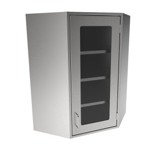 SWCC36-GD-RH Stainless Steel Framed Glass Door Corner Wall Cabinet